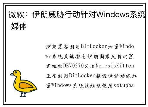 微软:伊朗威胁行动针对Windows系统 媒体 微软:伊朗威胁行动针对Windows系统 媒体